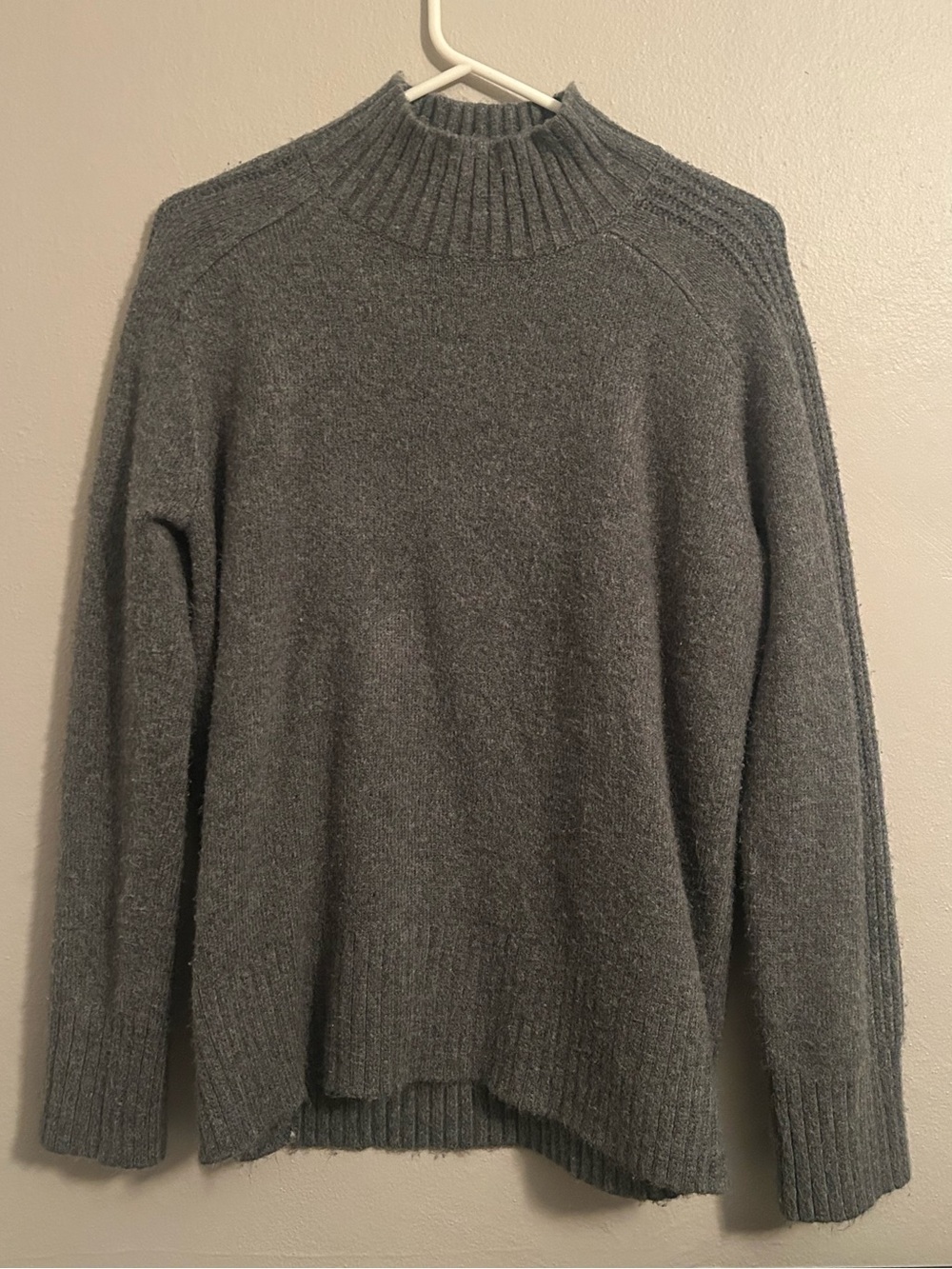 LOFT Charcoal Ribbed Mock Neck Sweater